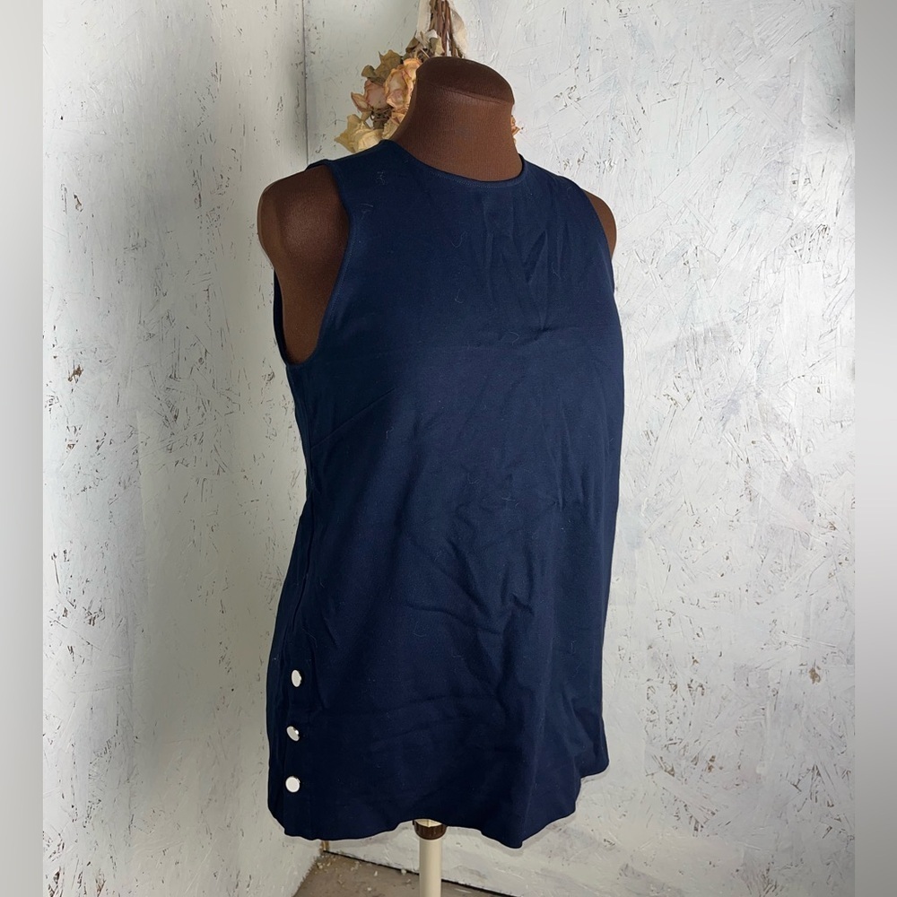 Pearl By Lela Rose Ponte Sleeveless Deep Navy Tank Top Large